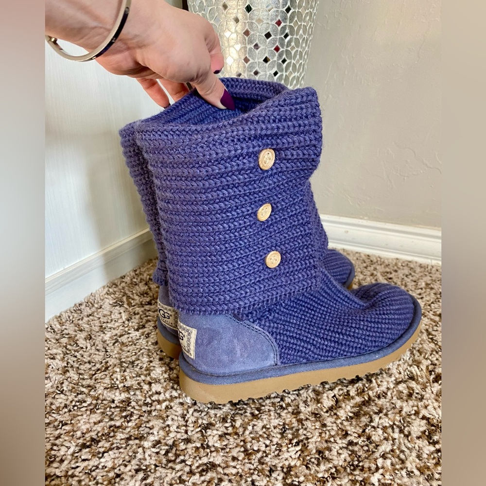UGG Australia Purple Knit Tall Fold Over Boots 6 - Picture 6 of 15